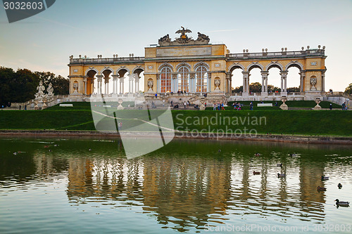 Image of Gloriette Schonbrunn in Vienna at sunset