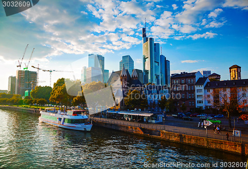 Image of Frankfurt cityscape at sunset