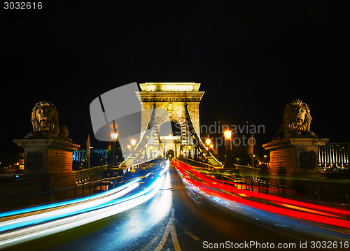 Image of Szechenyi chain bridge in Budapest, Hungary