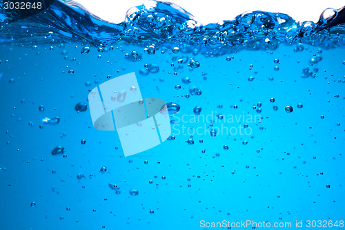 Image of Splash of blue water with bubbles