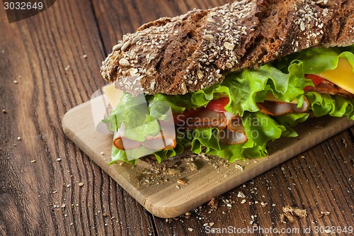 Image of Sandwich on the wooden table