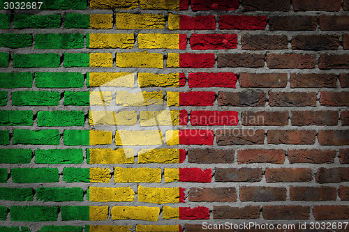 Image of Brick wall texture with flag