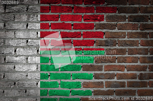 Image of Brick wall texture with flag