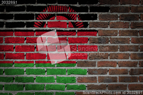 Image of Brick wall texture with flag