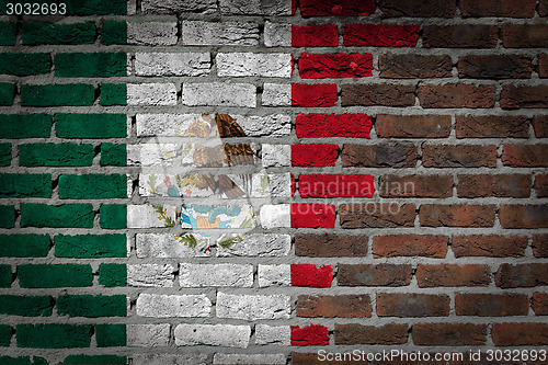 Image of Brick wall texture with flag