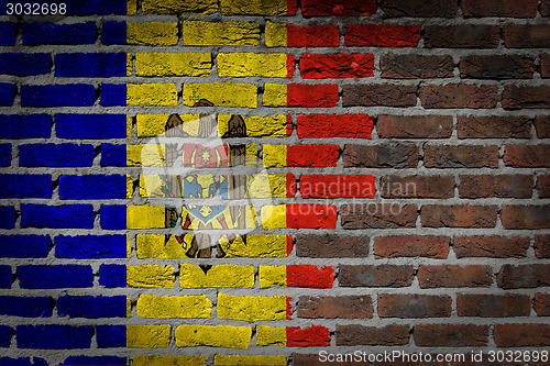 Image of Brick wall texture with flag