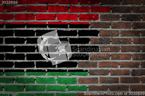 Image of Brick wall texture with flag