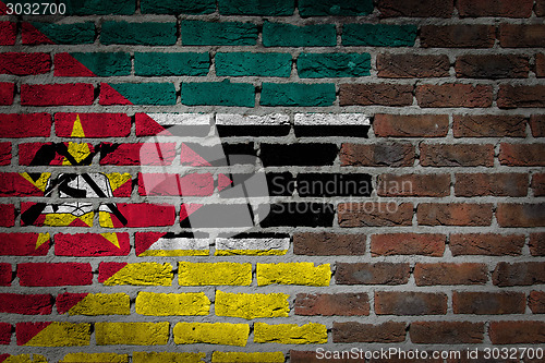 Image of Brick wall texture with flag