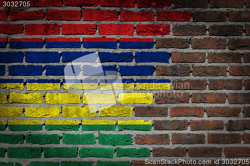 Image of Brick wall texture with flag