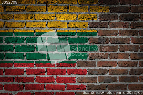 Image of Brick wall texture with flag