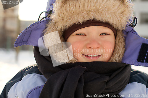 Image of Little Boy Have Winter Fun