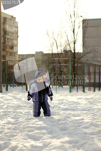 Image of Little Boy Have Winter Fun