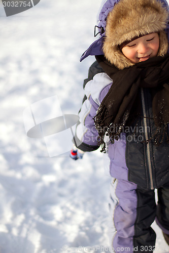 Image of Little Boy Have Winter Fun