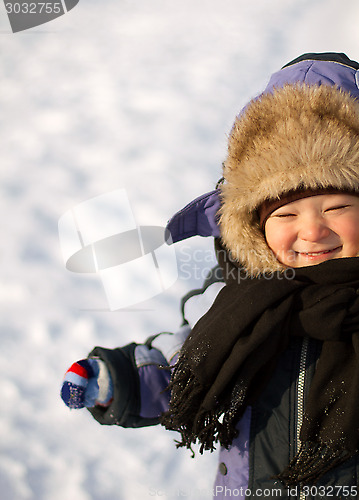 Image of Little Boy Have Winter Fun