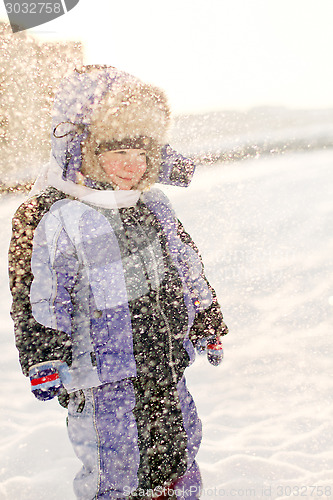 Image of Little Boy Have Winter Fun