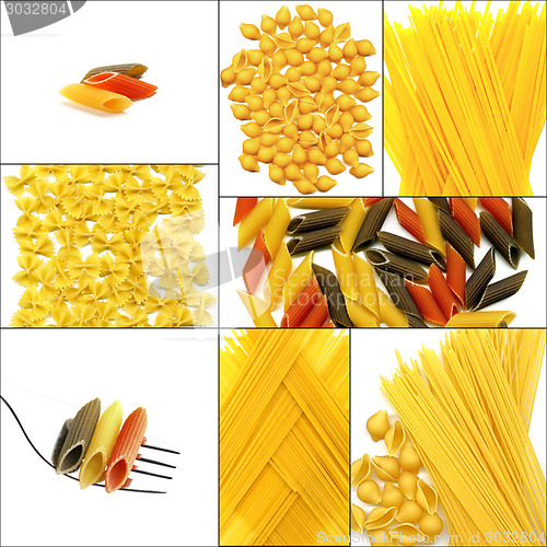 Image of various type of Italian pasta collage