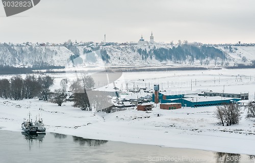 Image of View at Abalak Znamensky monastery and fish plant