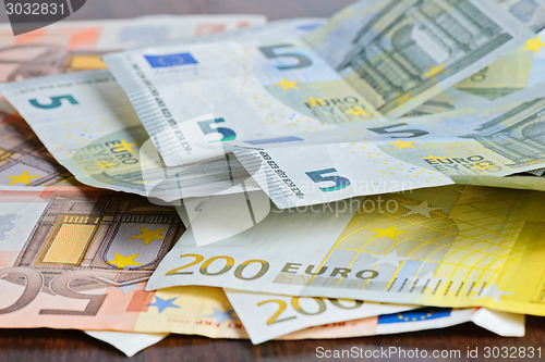 Image of Close-up of Euro banknotes