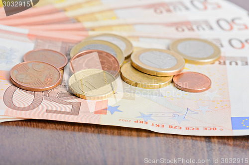 Image of Money euro coins and banknotes