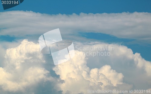Image of beautiful white cumulus clouds against