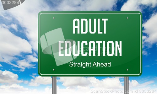 Image of Adult Education on Highway Signpost.