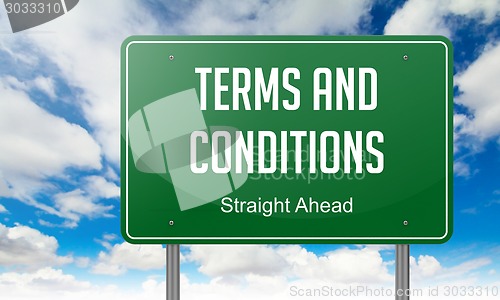 Image of Terms and Conditions on Highway Signpost.