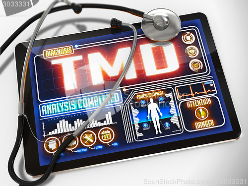 Image of TMD Diagnosis on the Display of Medical Tablet.