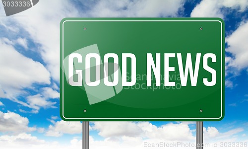 Image of Good News on Highway Signpost.