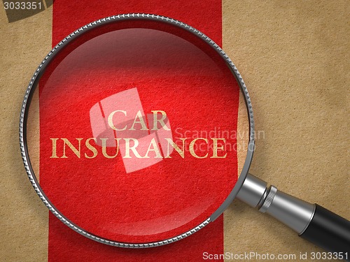 Image of Car Insurance through Magnifying Glass.