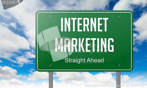 Image of Internet Marketing on Highway Signpost.