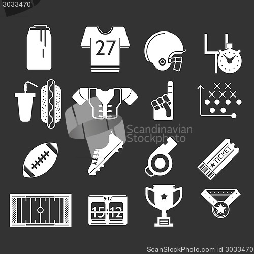 Image of White icons monochrome vector collection for American football