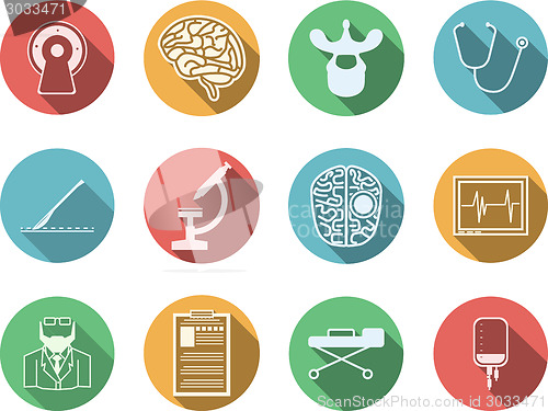 Image of Colored vector icons for neurosurgery