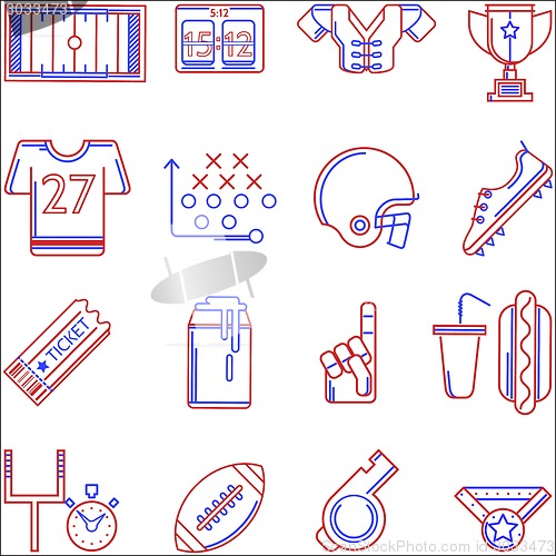 Image of Contour two colored vector icons for American football