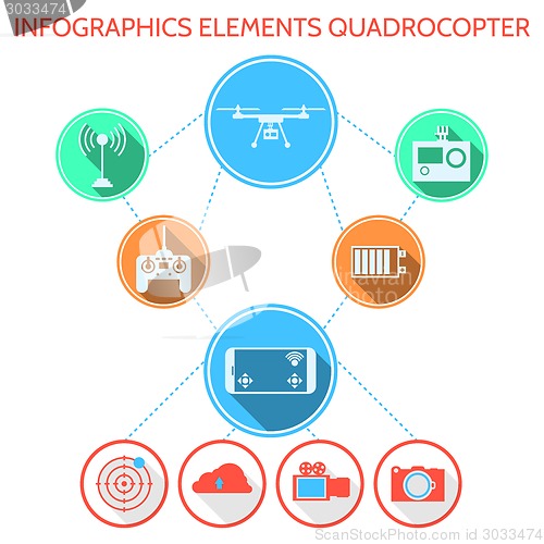 Image of Colored vector infographic for quadrocopter set