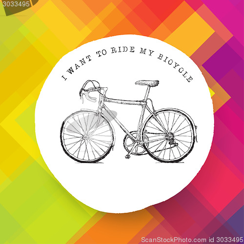 Image of Vintage bicycle illustration on colorful background