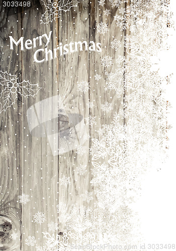 Image of Vintage Happy Merry Christmas Greeting Card. Vertical Design, Ri