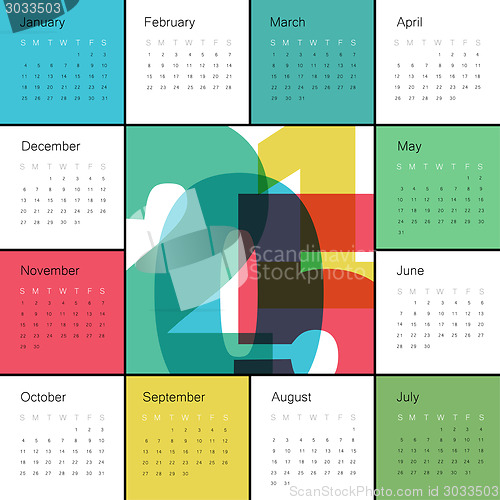 Image of Calendar 2015 Colorful. Square composition
