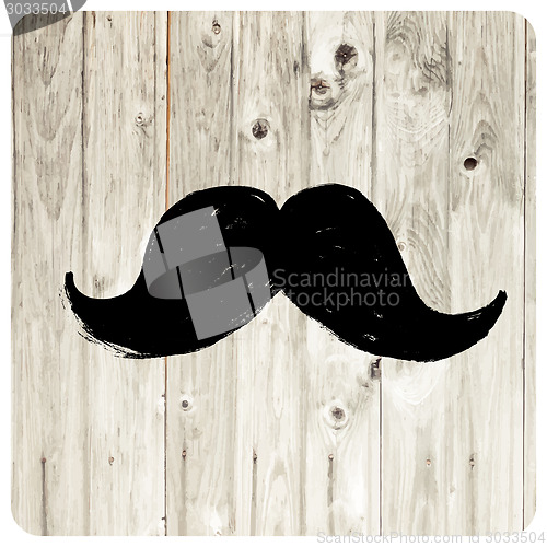 Image of Moustache symbol on wooden texture.