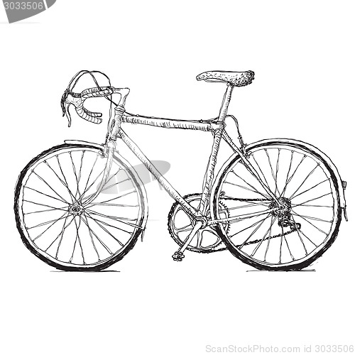 Image of Vintage road bicycle hand drawn illustration