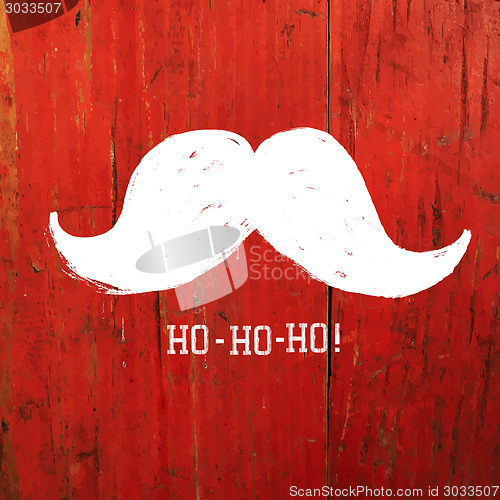 Image of White Santa's Moustache and Ho-Ho-Ho! words. Christmas funny car