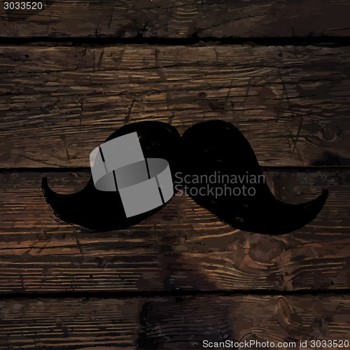 Image of Moustache symbol on wooden texture.