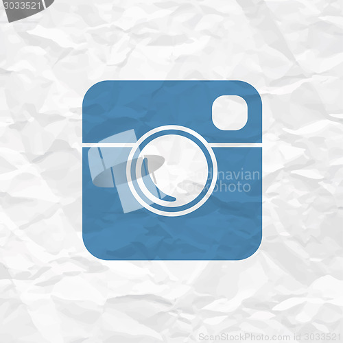 Image of Hipster Photo Icon on Crumpled Paper Texture
