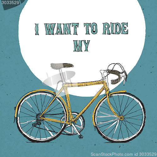 Image of Retro bicycle illustration, hand drawn. Vector