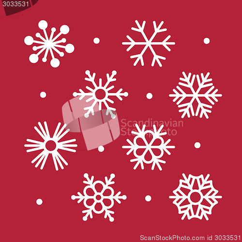 Image of Simple Snowflakes Collection on Red