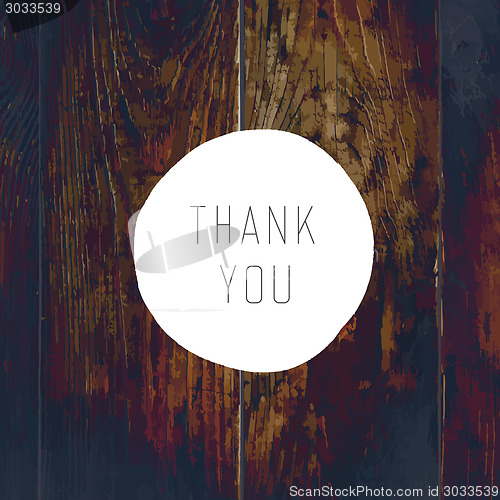 Image of Thank You Card. On Wooden Texture with Cross Process Effect