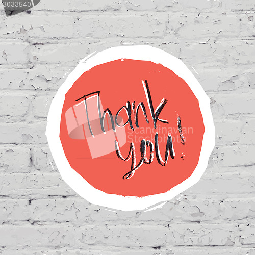 Image of Thank You Card On White Bricks Wall. Vector