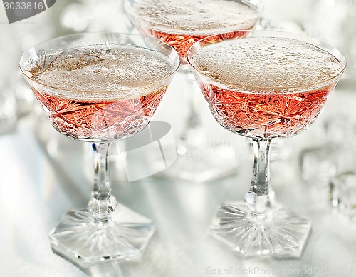 Image of glasses of pink champagne