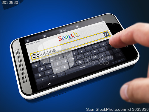 Image of Solutions in Search String on Smartphone.