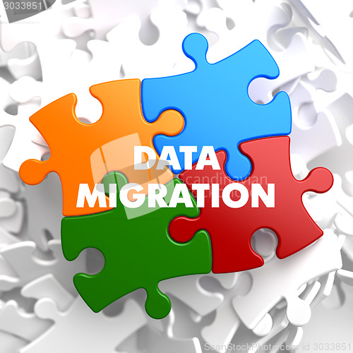 Image of Data Migration on Multicolor Puzzle.