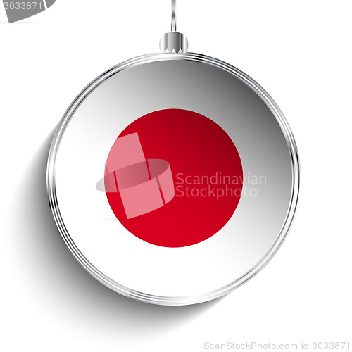 Image of Merry Christmas Silver Ball with Flag Japan